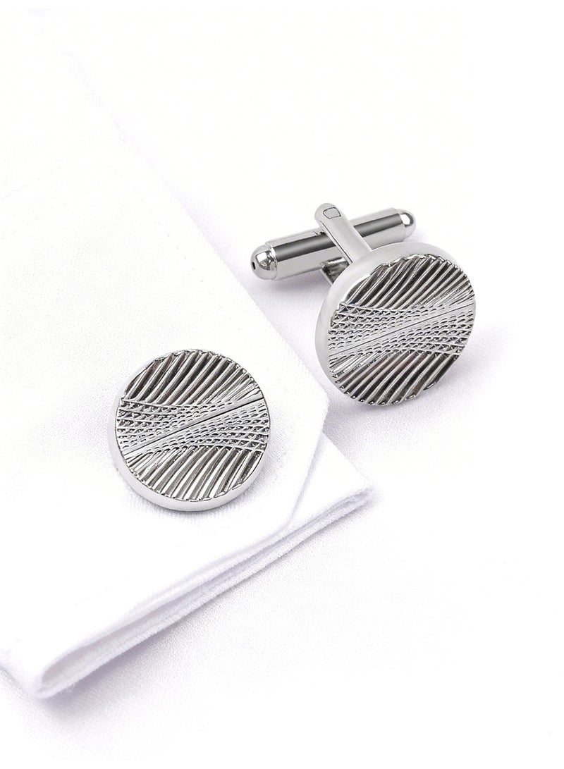 DB Innov. Diagonal striped pattern cufflinks, 2 PCS in One Set Alloy Jewelry Specially Design for Men's Shirt Wedding Business Gift with Delicate Package Box, 2 Colors for Selection - Image 2
